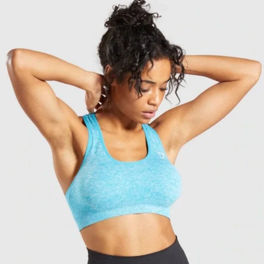 GYMSHARK Blue Marl Vital Seamless Sports Bra